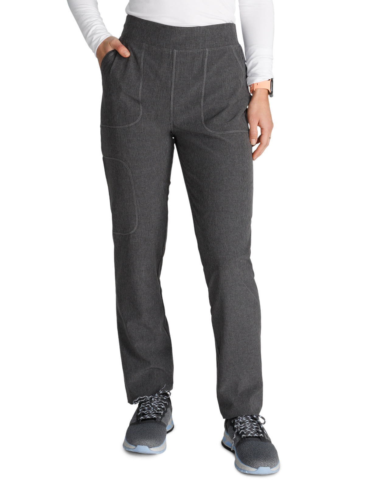 Women's Mid-Rise Tapered Leg Pant Pull-on Cargo - CK248A - Heather Pewter