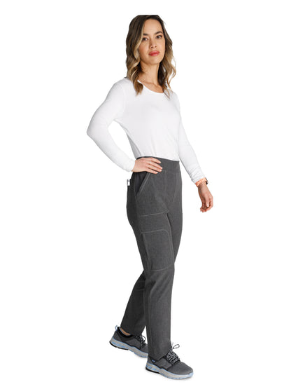 Women's Mid-Rise Tapered Leg Pant Pull-on Cargo - CK248A - Heather Pewter