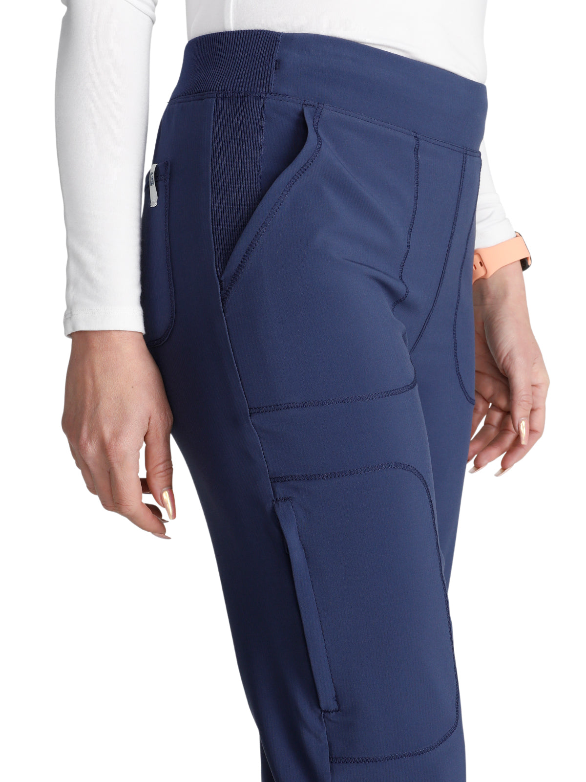 Women's Mid-Rise Tapered Leg Pant Pull-on Cargo - CK248A - Navy