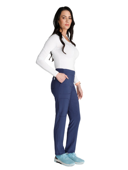 Women's Mid-Rise Tapered Leg Pant Pull-on Cargo - CK248A - Navy