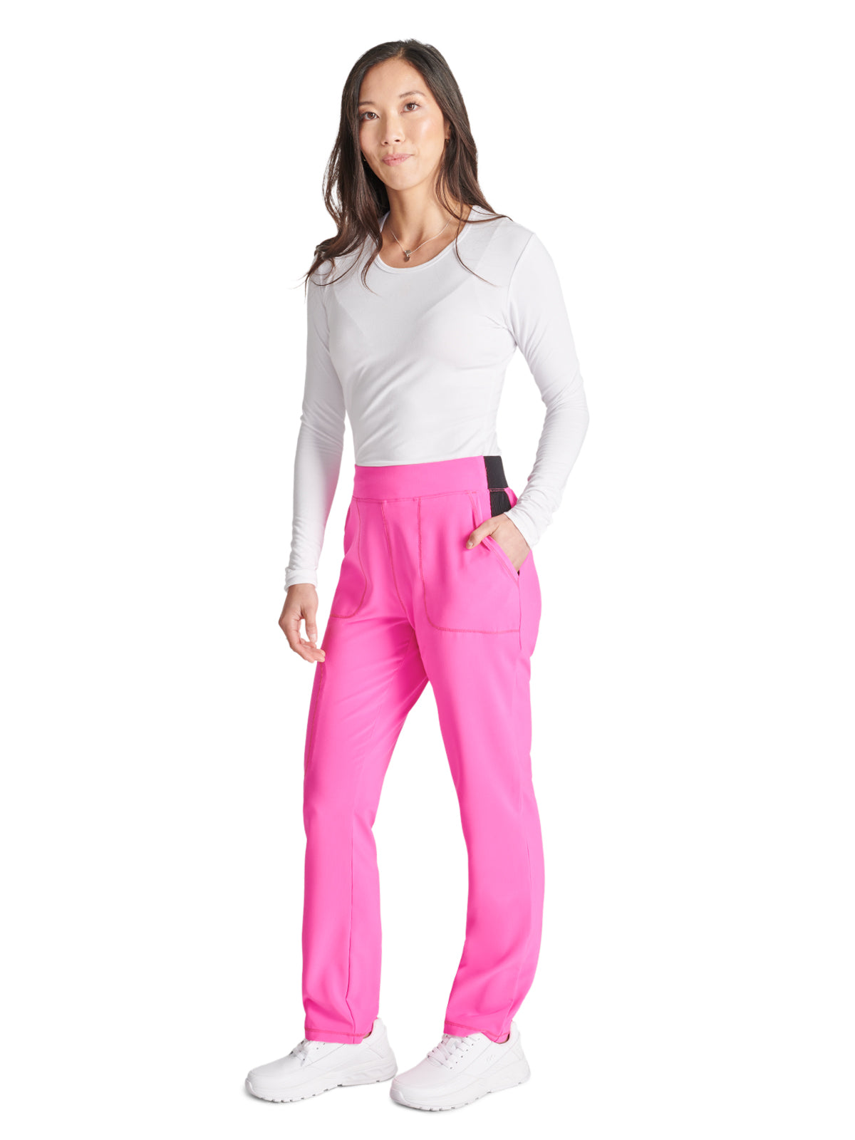 Women's Mid-Rise Tapered Leg Pant Pull-on Cargo - CK248A - Neon Pink