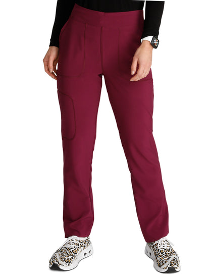 Women's Mid-Rise Tapered Leg Pant Pull-on Cargo - CK248A - Wine