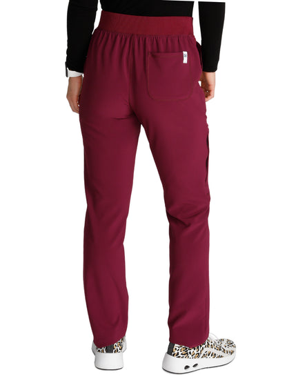 Women's Mid-Rise Tapered Leg Pant Pull-on Cargo - CK248A - Wine