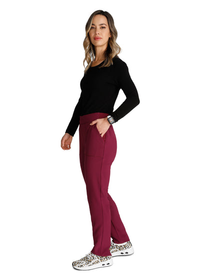 Women's Mid-Rise Tapered Leg Pant Pull-on Cargo - CK248A - Wine