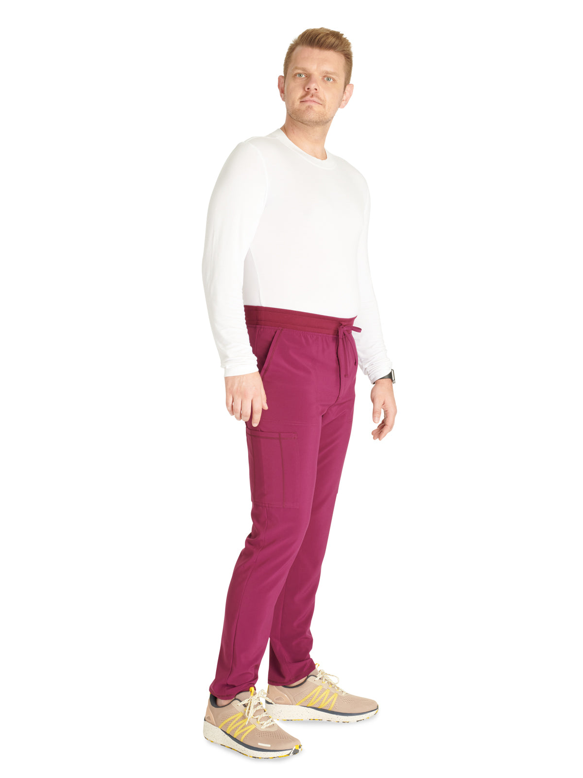 Men's Tapered Leg Scrub Pant - CK252A - Wine