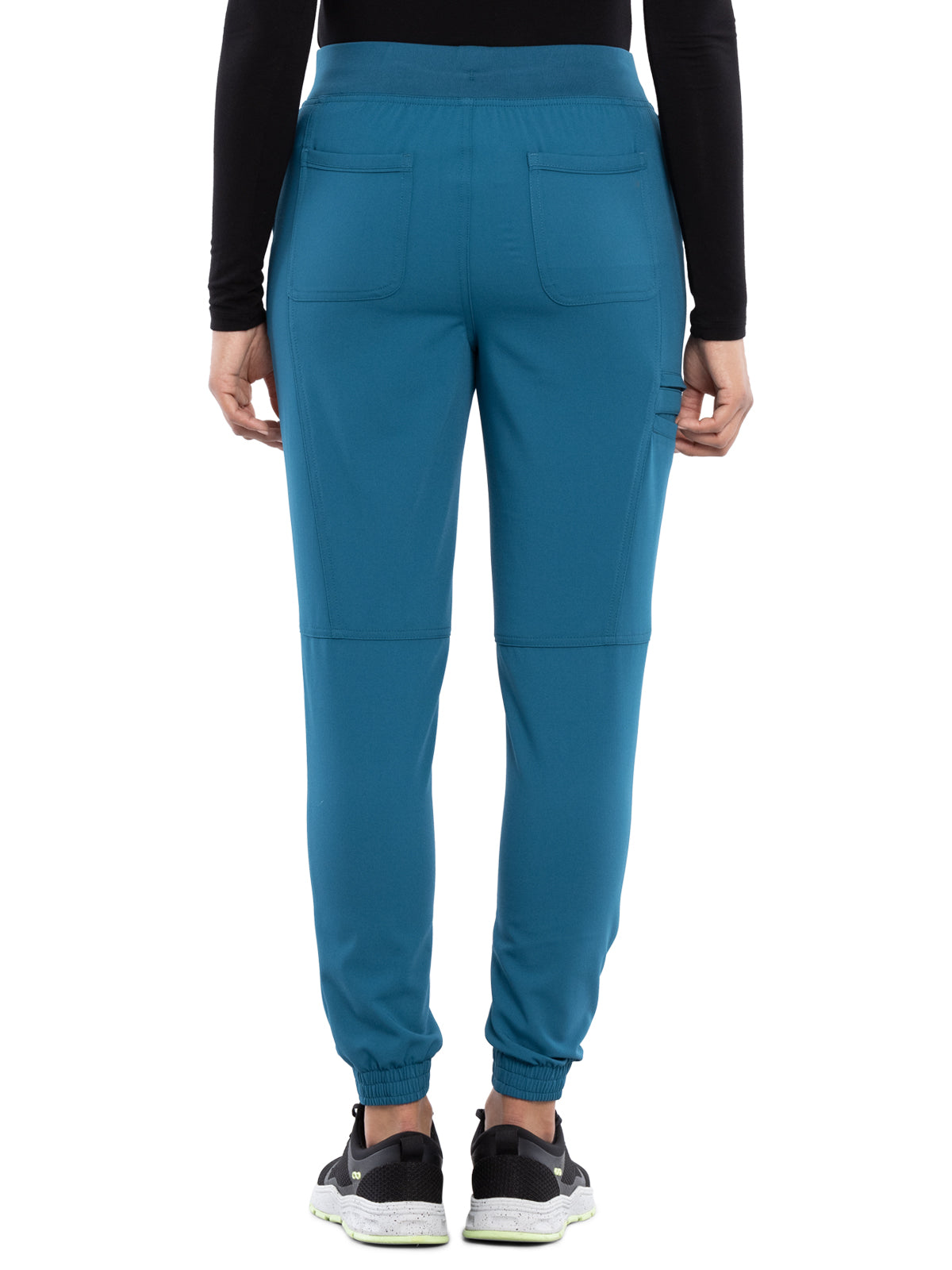 Women's Tonal Knit Waistband Mid Rise Jogger Pant - CK260A - Caribbean Blue