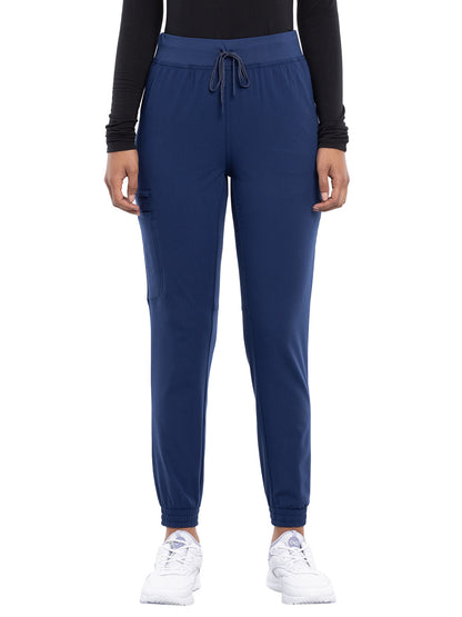 Women's Tonal Knit Waistband Mid Rise Jogger Pant - CK260A - Navy