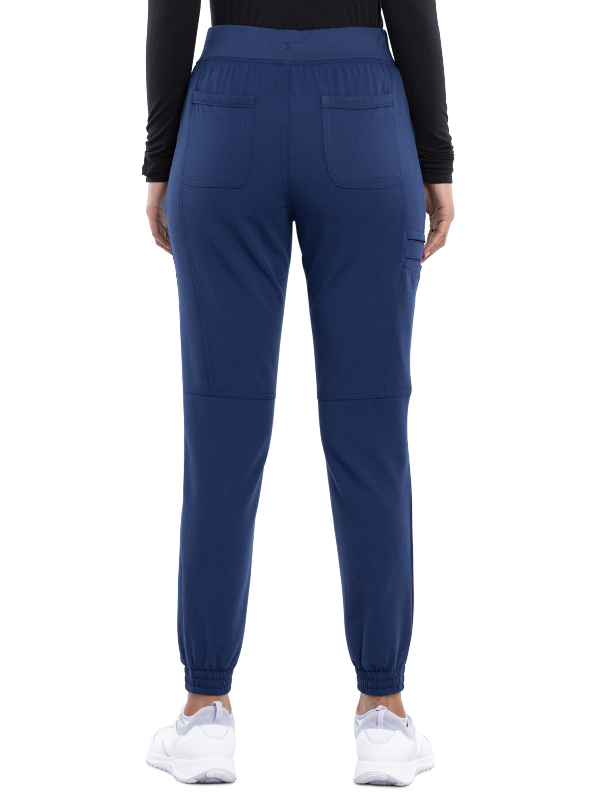 Women's Tonal Knit Waistband Mid Rise Jogger Pant - CK260A - Navy