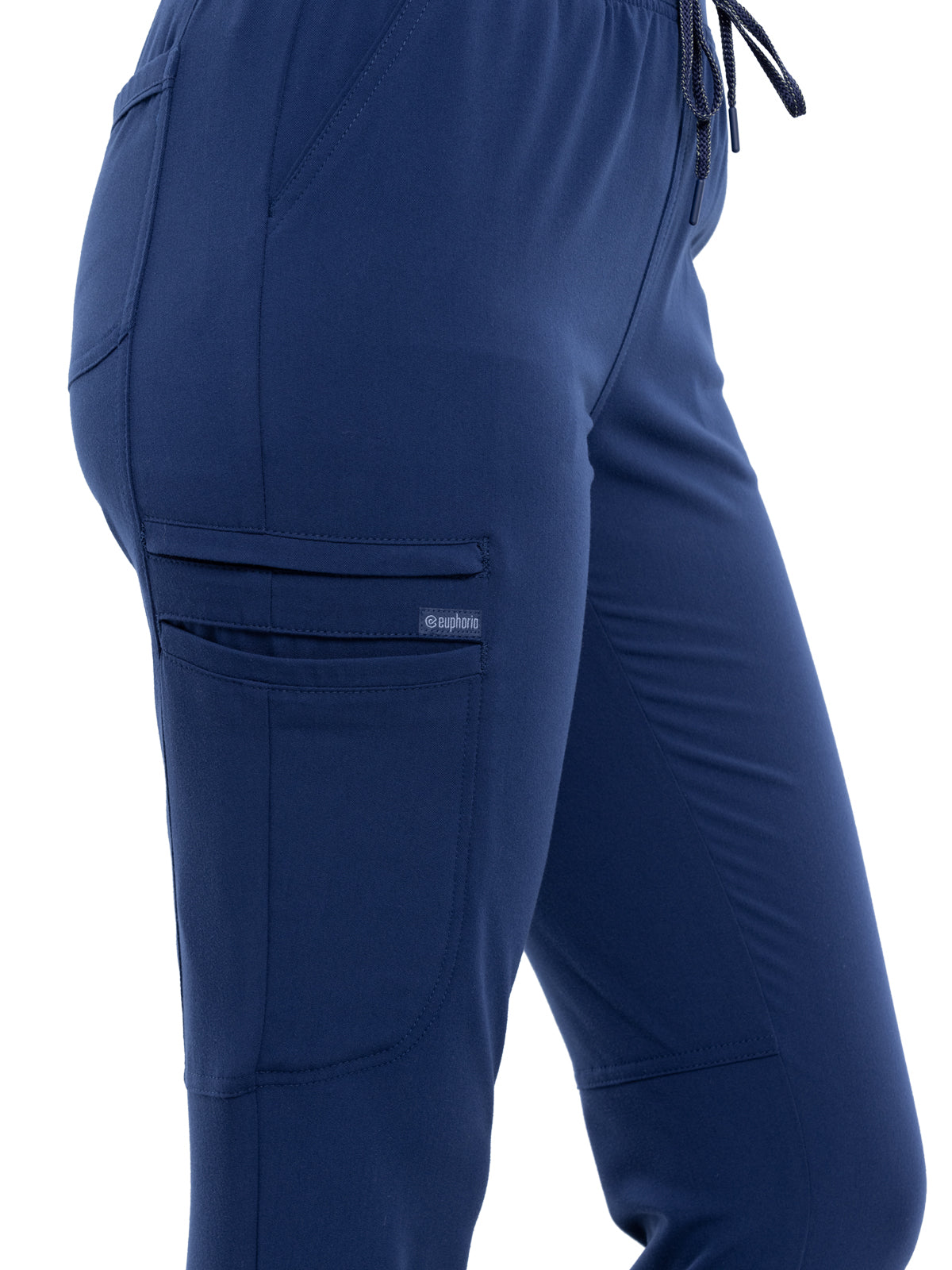 Women's Tonal Knit Waistband Mid Rise Jogger Pant - CK260A - Navy