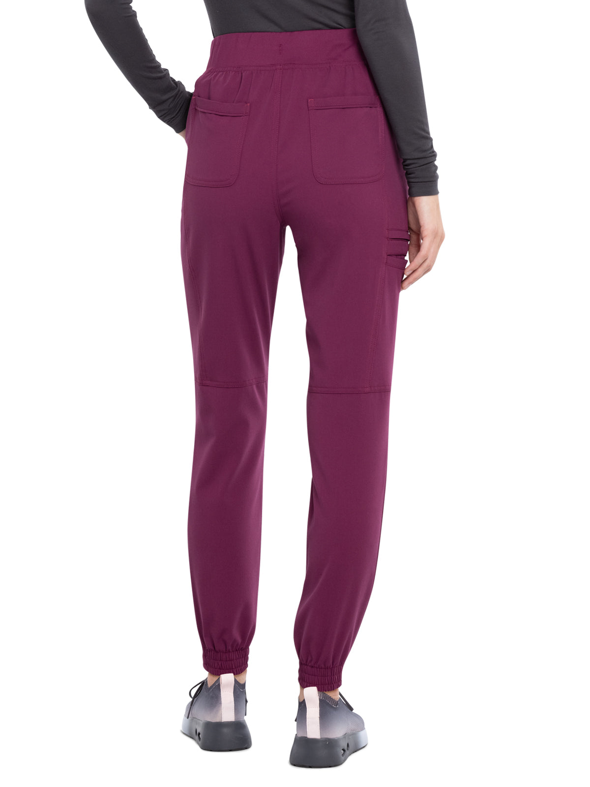 Women's Tonal Knit Waistband Mid Rise Jogger Pant - CK260A - Wine