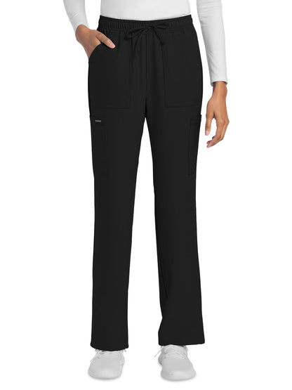 Women's 4-Pocket Drawstring Cargo Pant - CK272A - Black