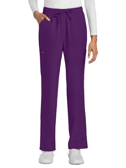 Women's 4-Pocket Drawstring Cargo Pant - CK272A - Eggplant