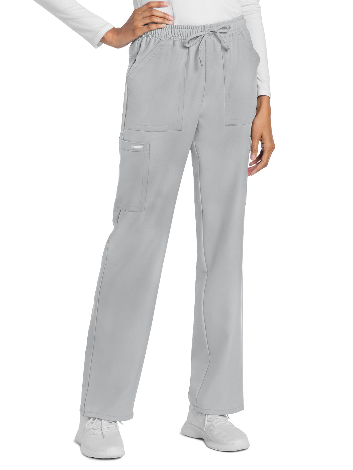 Women's 4-Pocket Drawstring Cargo Pant - CK272A - Grey