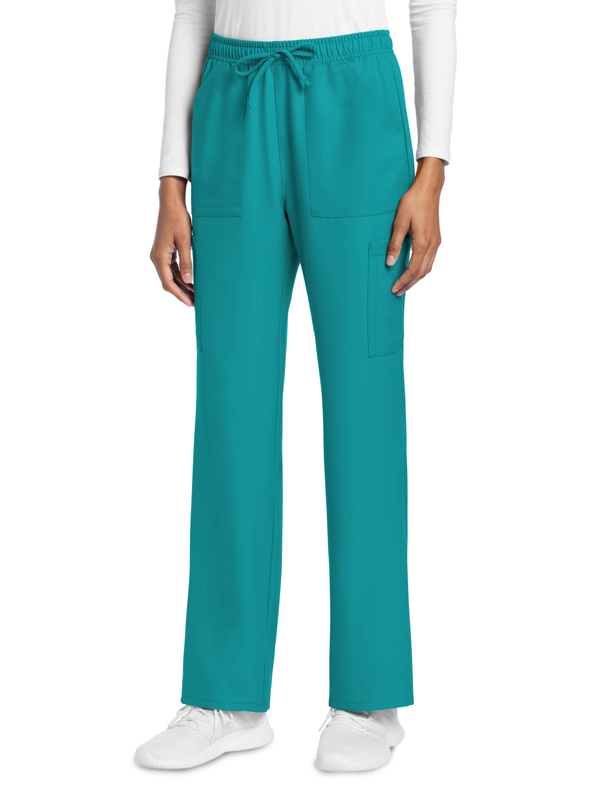 Women's 4-Pocket Drawstring Cargo Pant - CK272A - Teal Blue