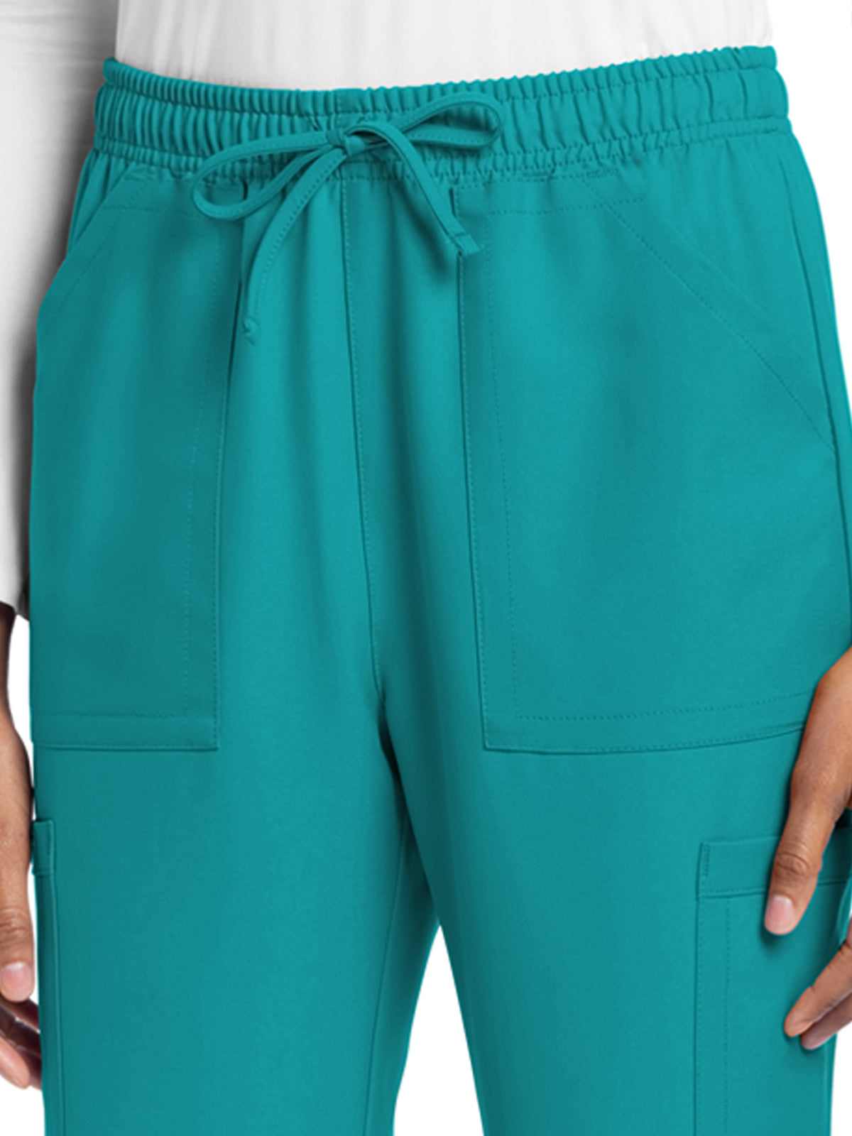 Women's 4-Pocket Drawstring Cargo Pant - CK272A - Teal Blue