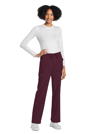 Women's 4-Pocket Drawstring Cargo Pant - CK272A - Wine