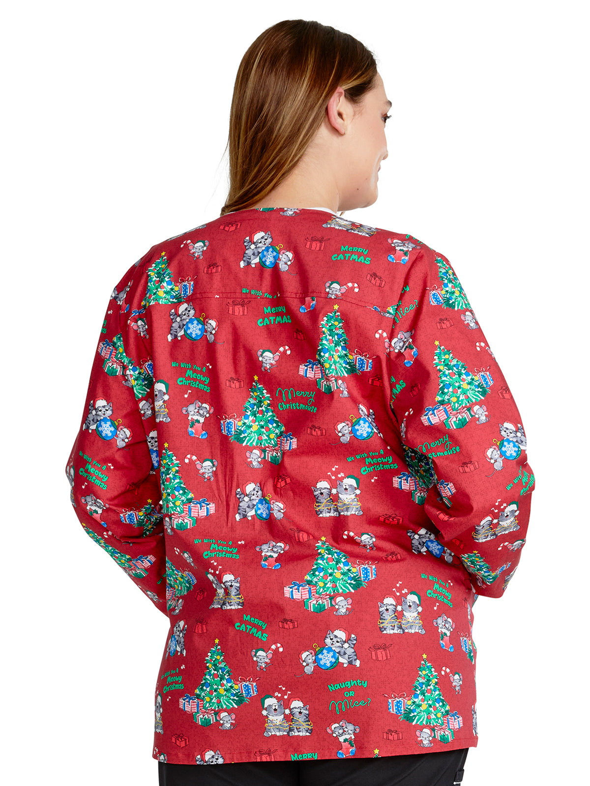 Women's Snap Front Print Jacket - CK301 - Meowy Christmouse