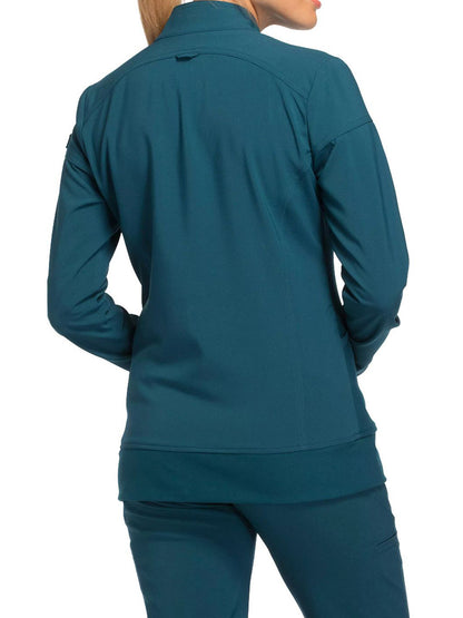 Women's 2 Pocket Zip Front Scrub Jacket - CK303 - Caribbean Blue