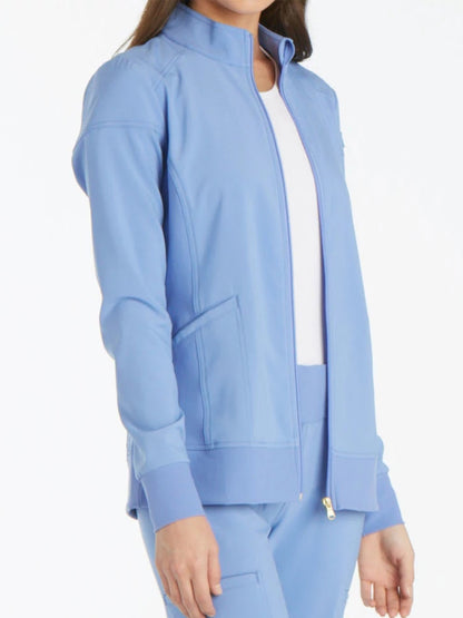 Women's 2 Pocket Zip Front Scrub Jacket - CK303 - Ciel Blue