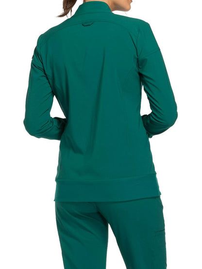 Women's 2 Pocket Zip Front Scrub Jacket - CK303 - Hunter Green