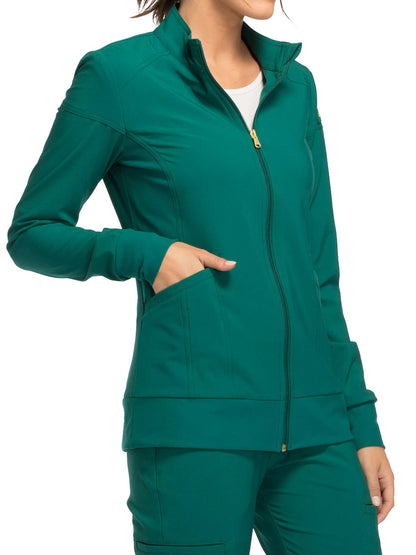 Women's 2 Pocket Zip Front Scrub Jacket - CK303 - Hunter Green