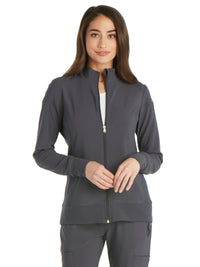 Women's 2 Pocket Zip Front Jacket - CK303 - Pewter