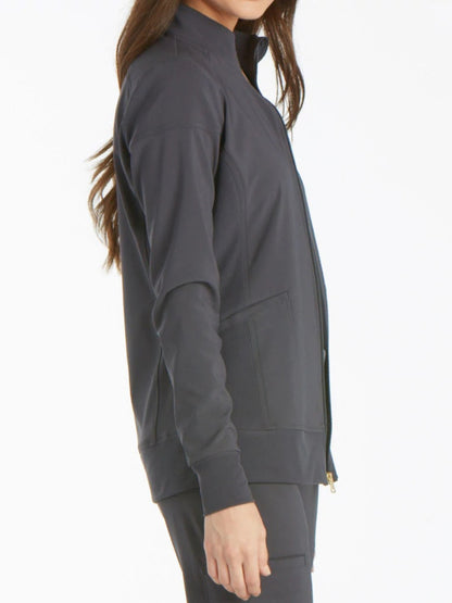 Women's 2 Pocket Zip Front Scrub Jacket - CK303 - Pewter