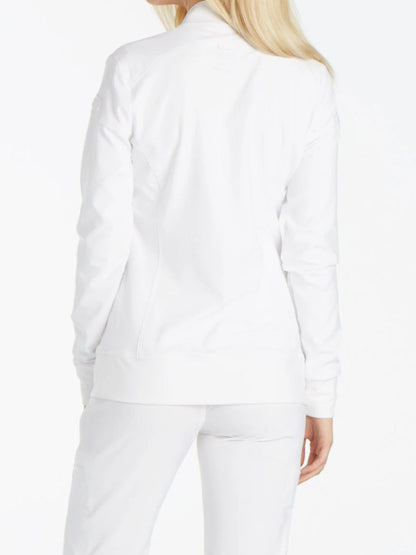 Women's 2 Pocket Zip Front Scrub Jacket - CK303 - White