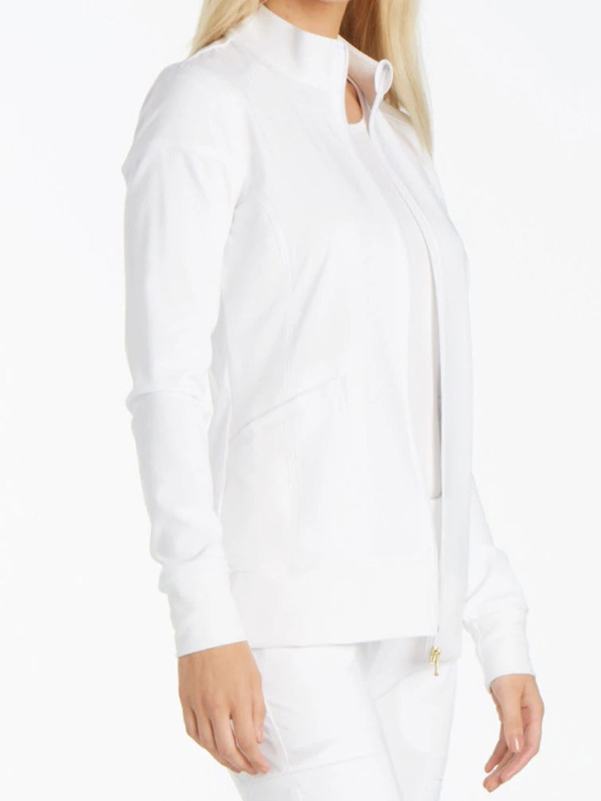 Women's 2 Pocket Zip Front Scrub Jacket - CK303 - White