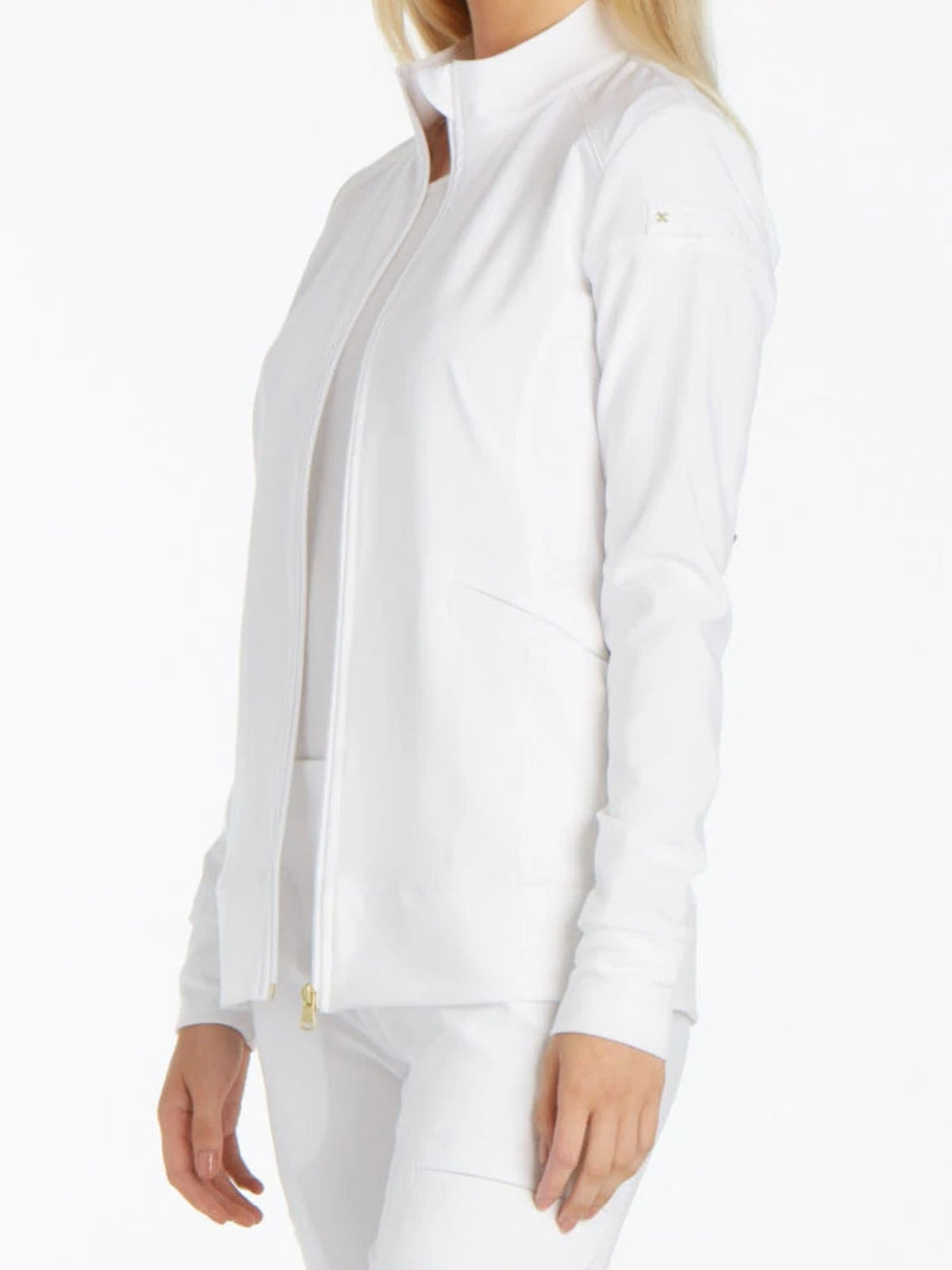 Women's 2 Pocket Zip Front Scrub Jacket - CK303 - White