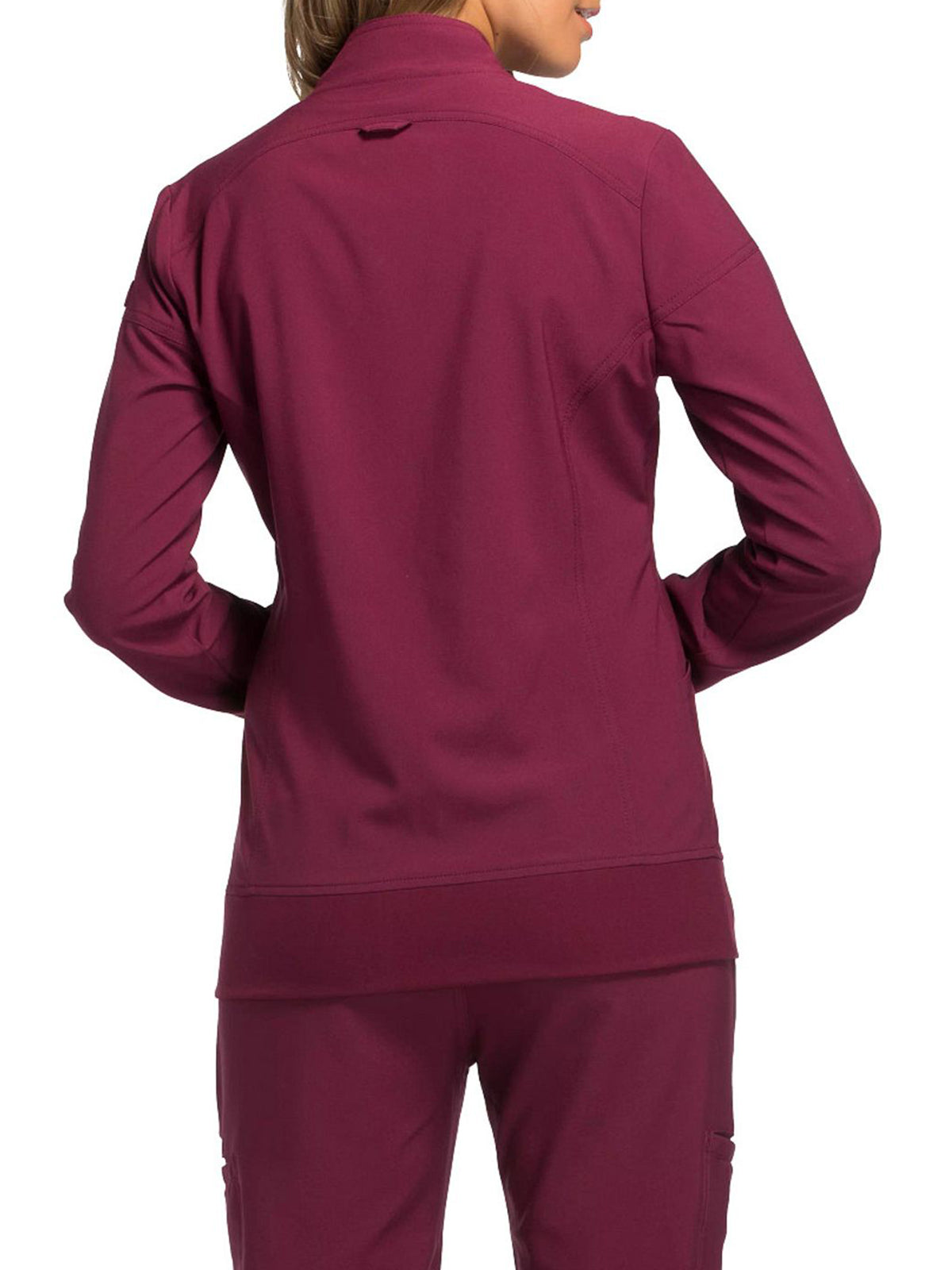 Women's 2 Pocket Zip Front Scrub Jacket - CK303 - Wine