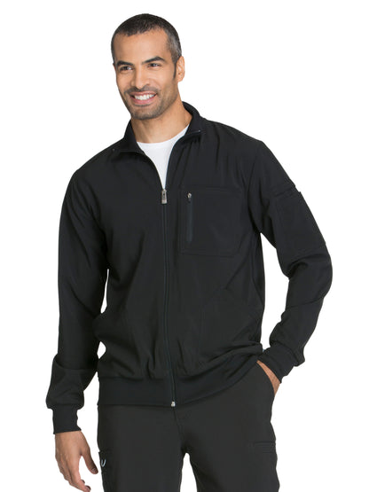 Men's 5-Pocket Zip Front Scrub Jacket - CK305A - Black