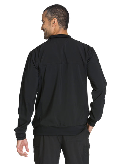 Men's 5-Pocket Zip Front Scrub Jacket - CK305A - Black