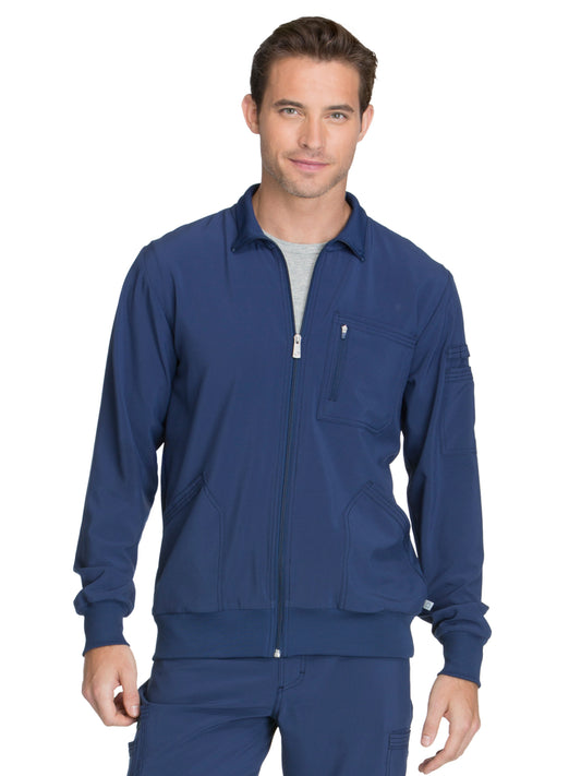 Men's 5-Pocket Zip Front Scrub Jacket - CK305A - Navy