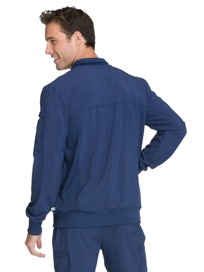 Men's 5-Pocket Zip Front Scrub Jacket - CK305A - Navy