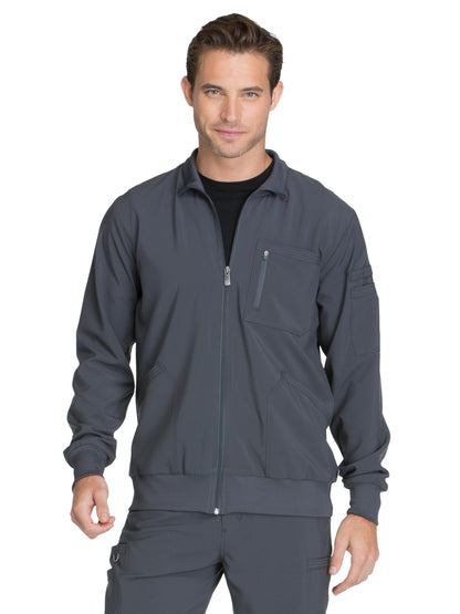 Men's 5-Pocket Zip Front Scrub Jacket - CK305A - Pewter