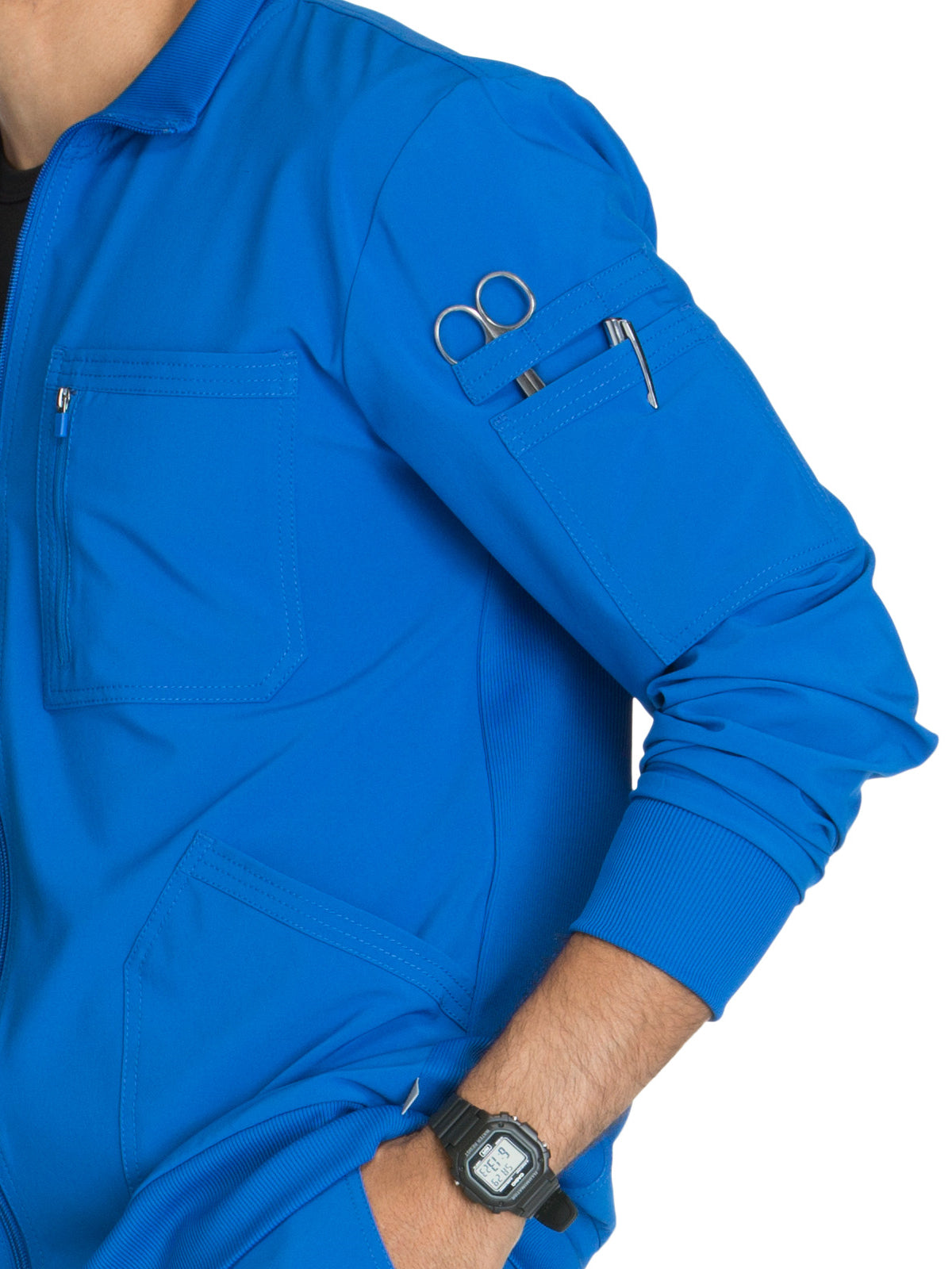 Men's 5-Pocket Zip Front Scrub Jacket - CK305A - Royal