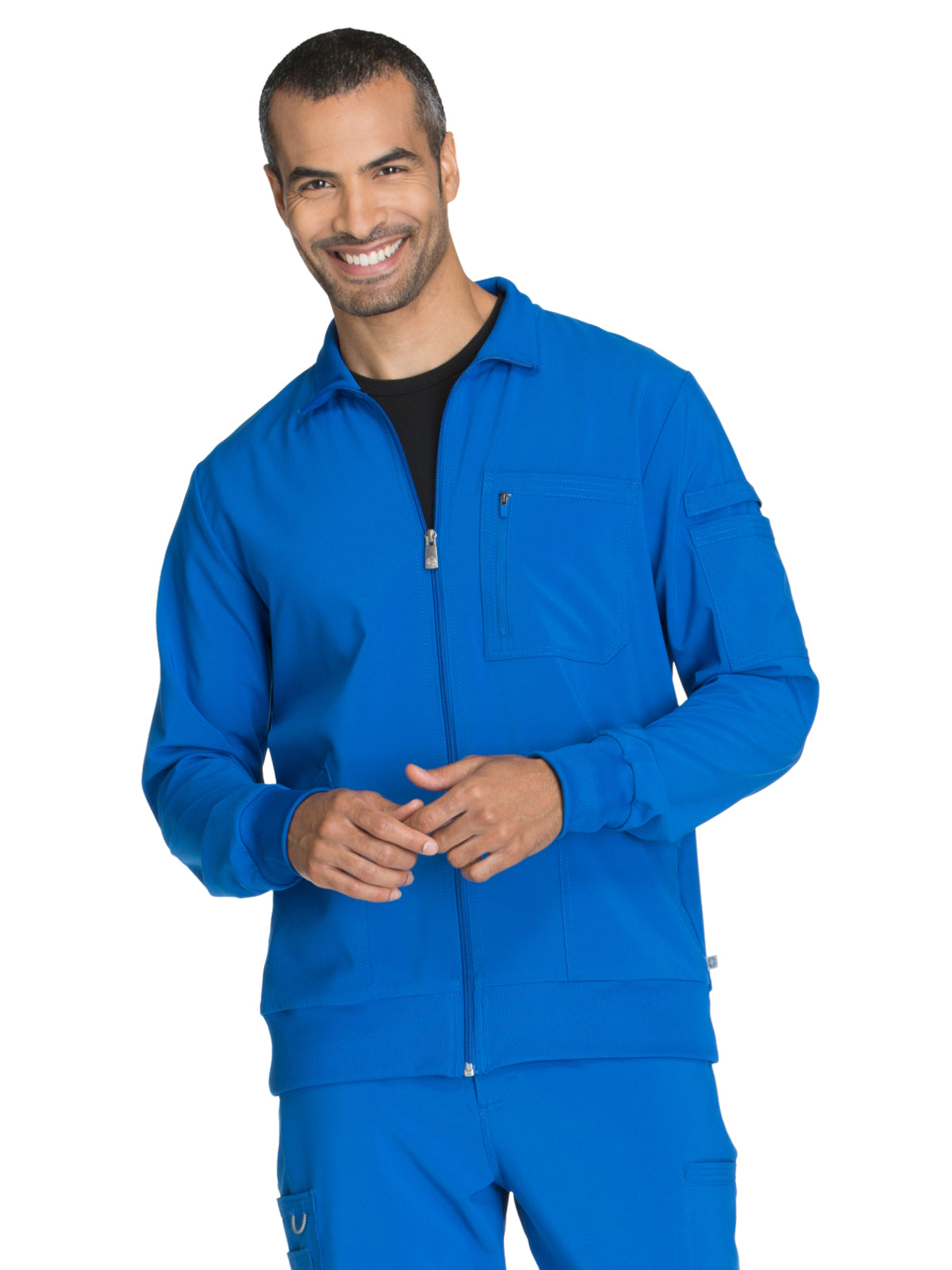 Men's 5-Pocket Zip Front Scrub Jacket - CK305A - Royal