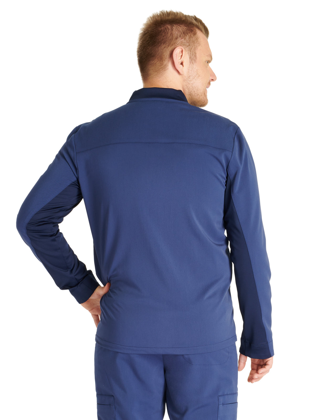 Men's Zip Front Scrub Jacket - CK329A - Navy