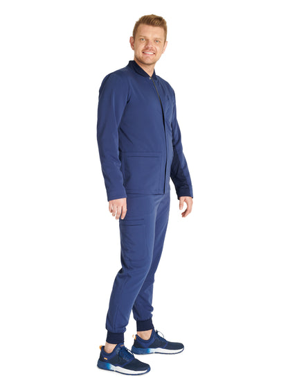 Men's Zip Front Scrub Jacket - CK329A - Navy