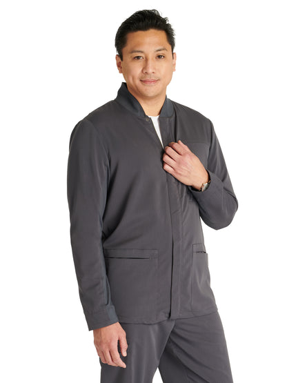 Men's Zip Front Scrub Jacket - CK329A - Pewter