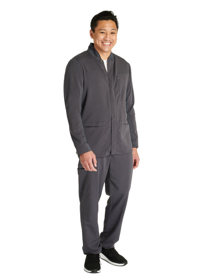 Men's Zip Front Scrub Jacket - CK329A - Pewter