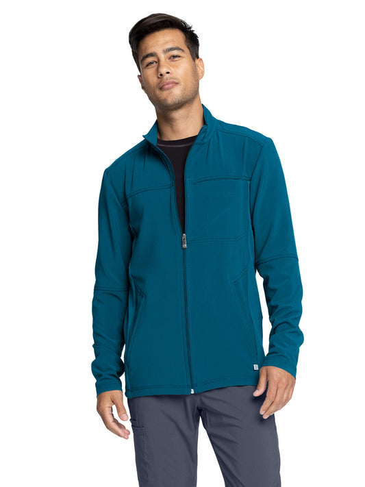 Men's Stand-up Collar Zip Front Jacket - CK332A - Caribbean Blue