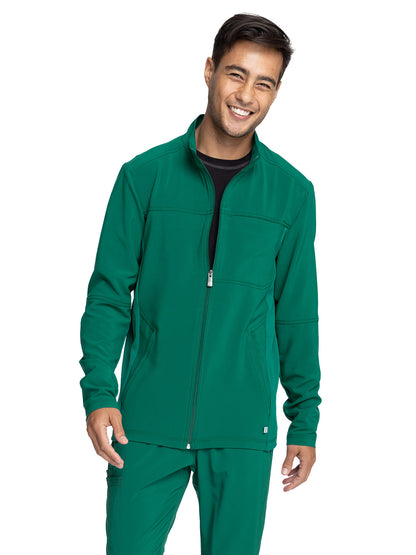 Men's Stand-up Collar Zip Front Jacket - CK332A - Hunter Green