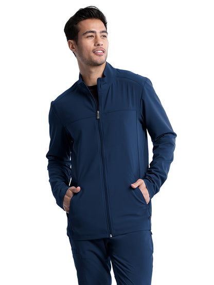 Men's Stand-up Collar Zip Front Jacket - CK332A - Navy