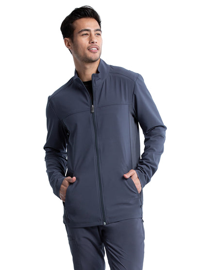 Men's Stand-up Collar Zip Front Jacket - CK332A - Pewter