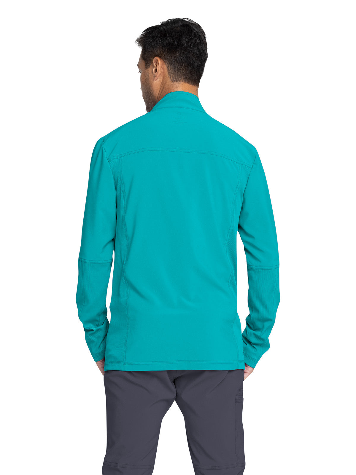 Men's Stand-up Collar Zip Front Jacket - CK332A - Teal Blue