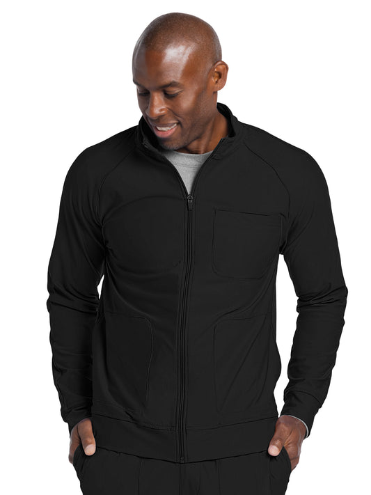 Men's 3-Pocket Zip Front Jacket - CK333 - Black