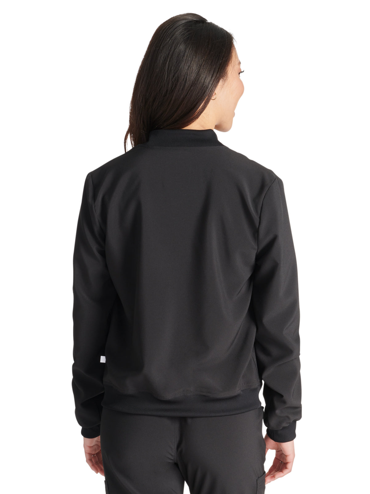 Women's Zip Front Bomber Jacket - CK349A - Black