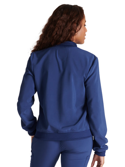 Women's Zip Front Bomber Jacket - CK349A - Navy